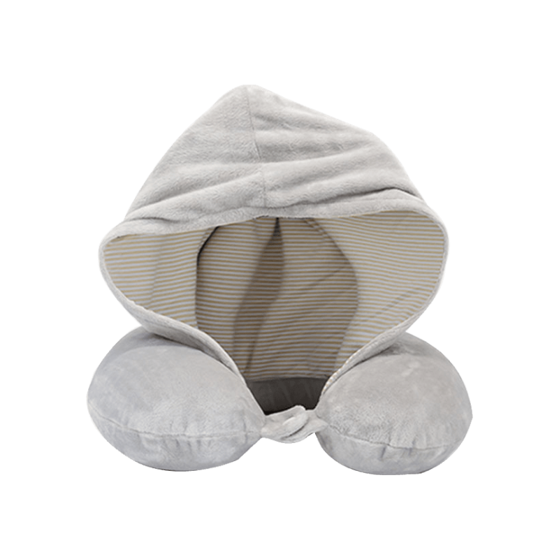 Travesseiro portátil com capuz em forma de U com espuma viscoelástica para viagem